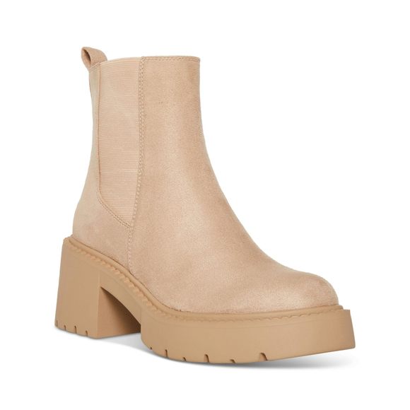 Madden Girl Womens Trust Faux Suede Lug Sole Chelsea Boots Beige 11 Medium (B,M) - Picture 1 of 1